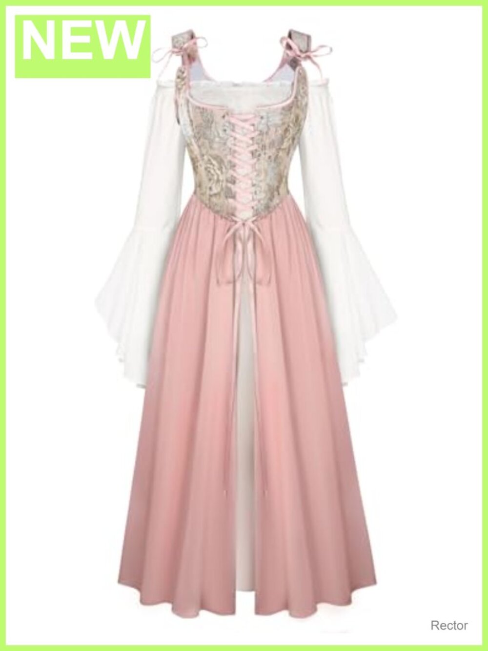 Renaissance Costume Dress Set Bell Sleeve Corset Medieval Cosplay